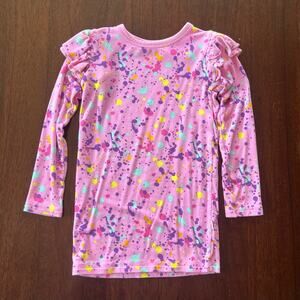 Little Sleepies Pink Paint Party Long Sleeve Flutter Tee Size 2T
